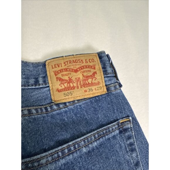 Levi's Jeans Mens 36x29 Blue 505 Regular Fit Straight Leg Medium Wash - Picture 6 of 11